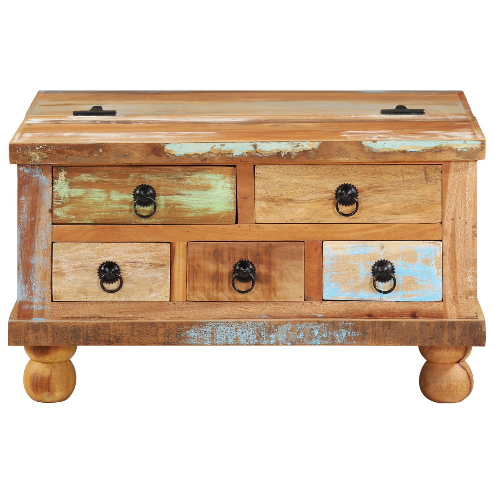 vidaXL Coffee Table with Wheels Side End Table with Drawer Solid Wood Mango-9