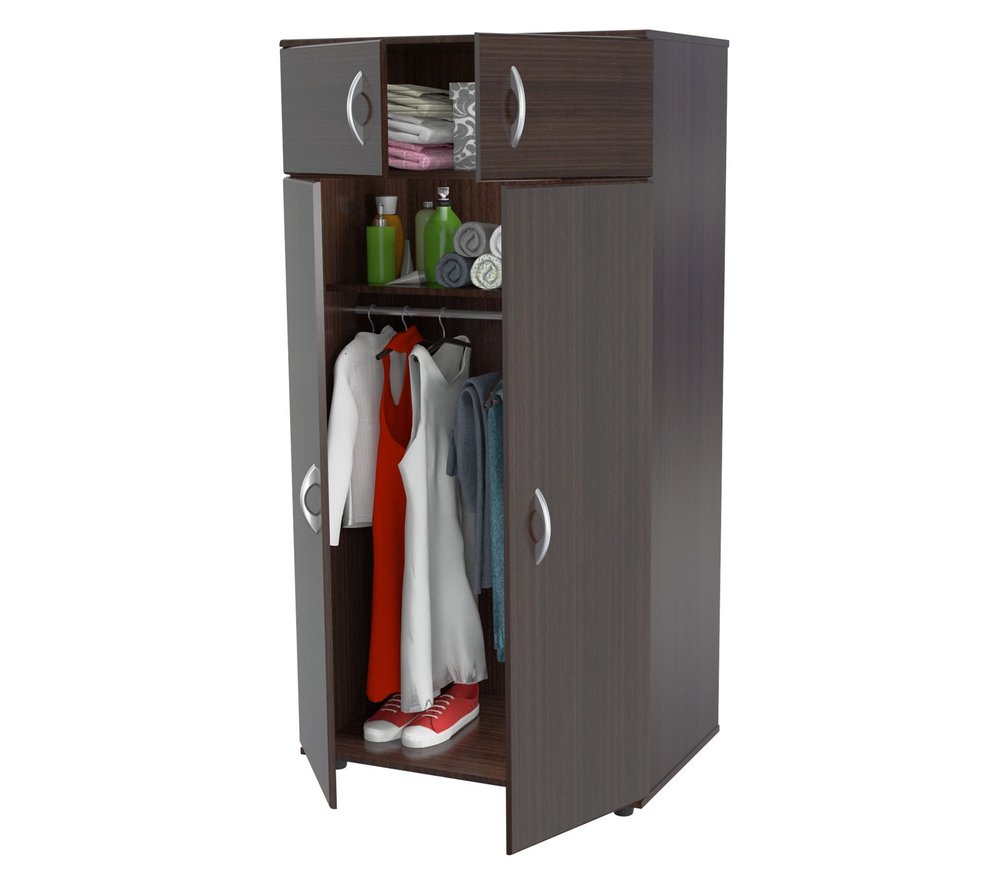 32" Espresso Melamine Mirrored Combo Dresser