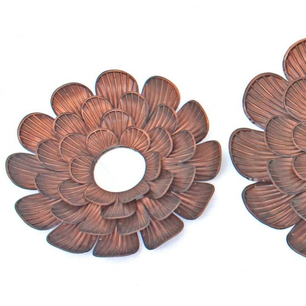 Set of Three Copper Novelty Metal Framed Accent Mirror
