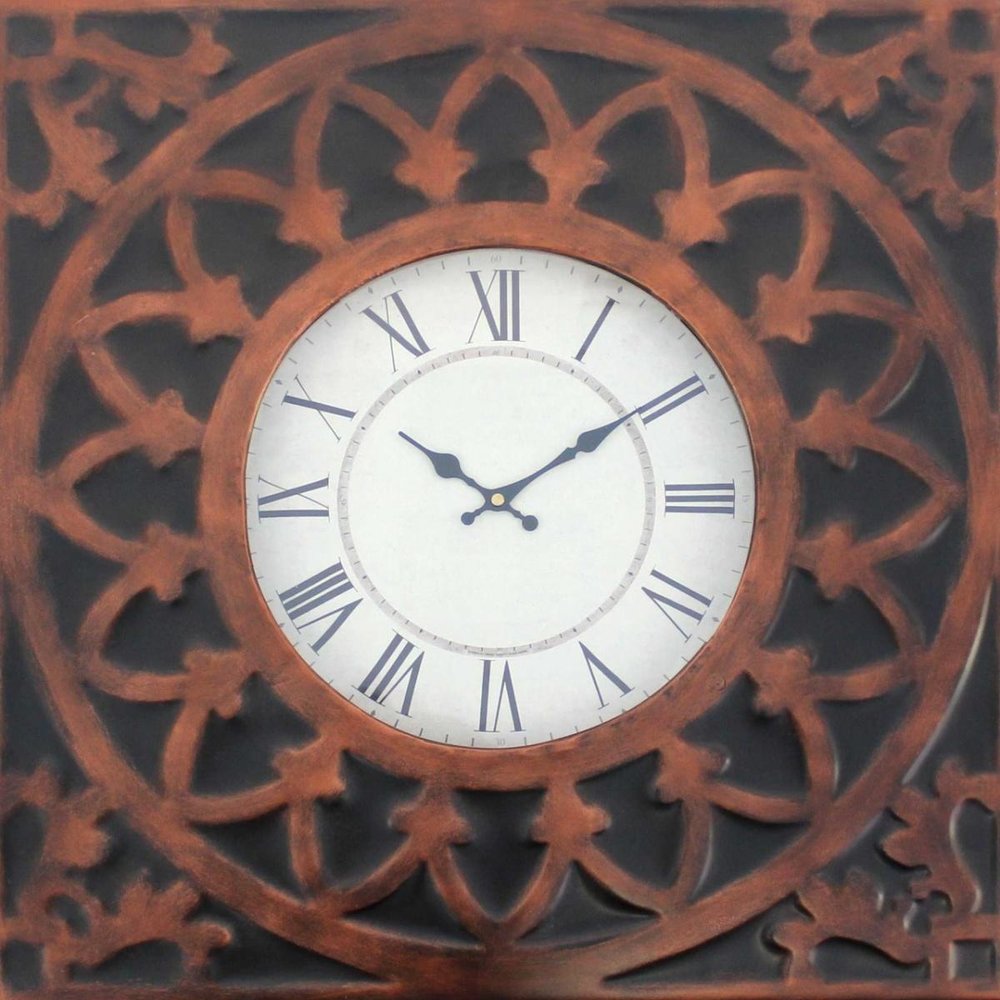 23" Bronze Metal Analog Square Wall Clock