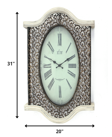 20" Novelty Black Wood And Glass Analog Wall Clock