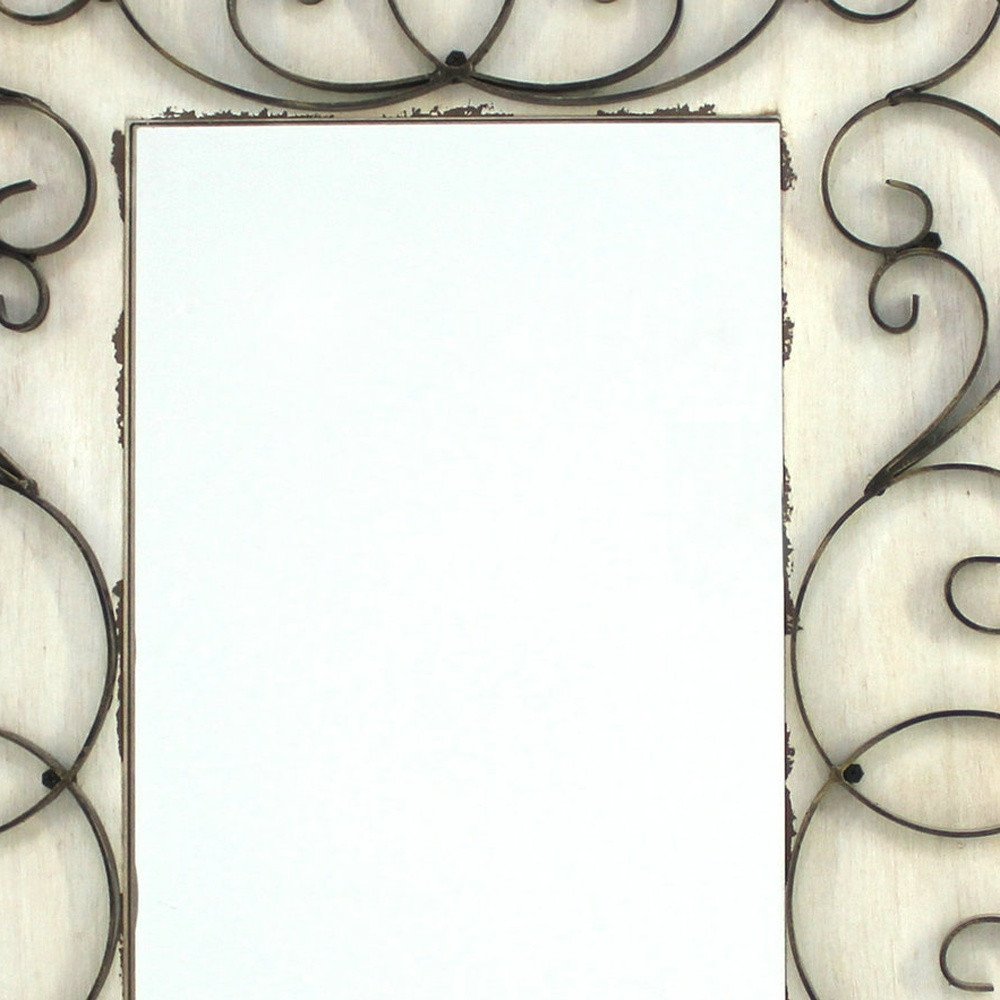 33" White Wood Framed Accent Mirror