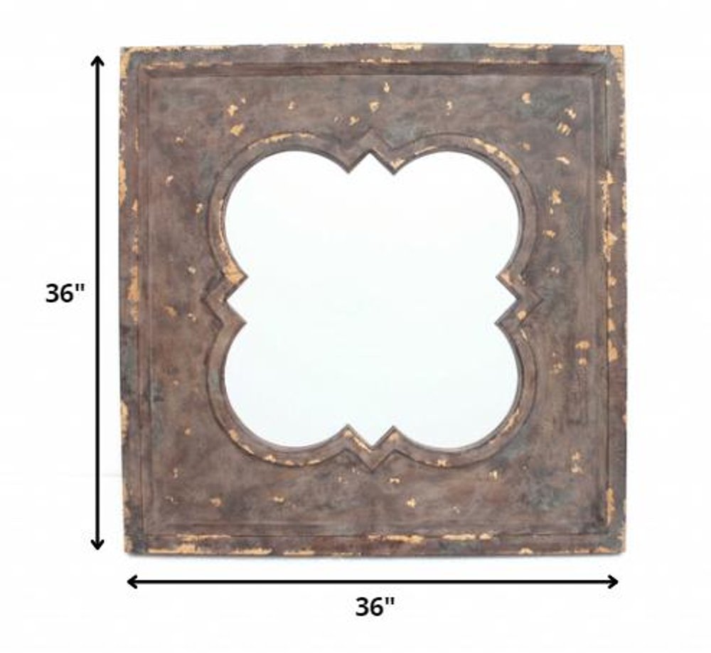 36" Bronze Square Wood Framed Accent Mirror
