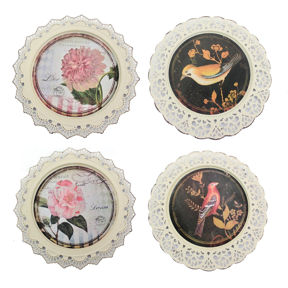 Set of Four Brown And White Bird No Entertainment No Food & Beverage No Fantasy & Sci-Fi Flower Metal No People Circle No Spiritual & Religious
