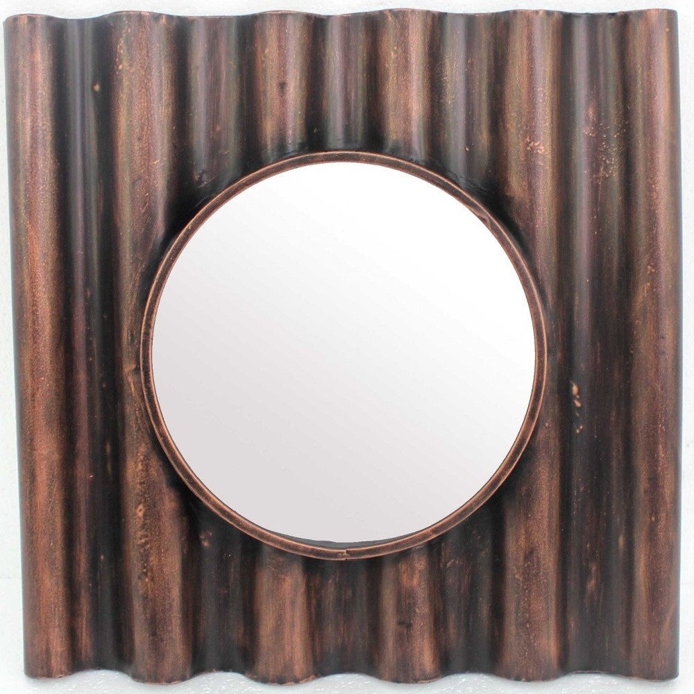 24" Bronze Square Metal Framed Accent Mirror
