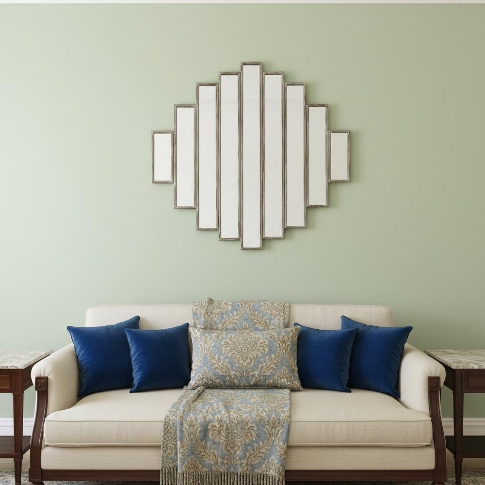 36" X 36" Silver Wood And Mirror Hanging Dimensional Sculpture