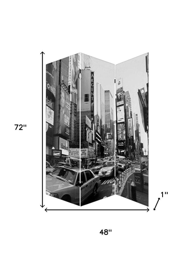 48 X 72 Multi Color Wood Canvas New York City Screen