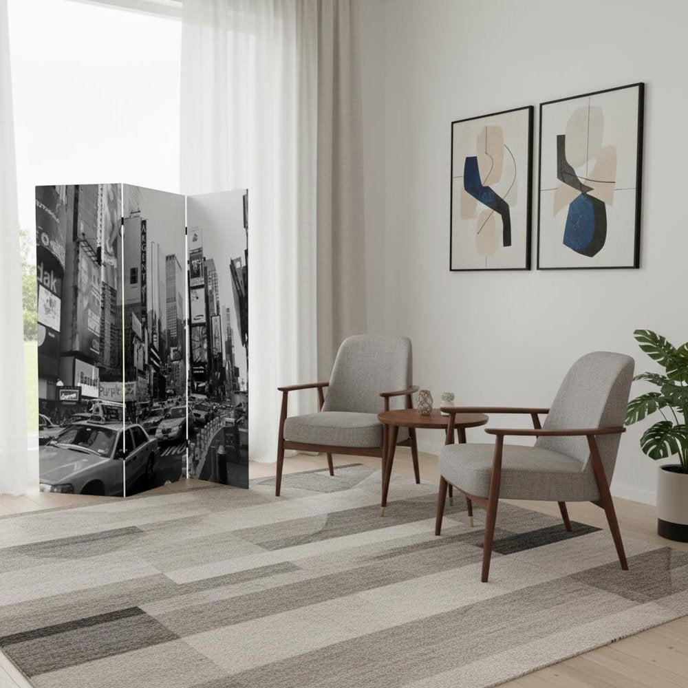 48 X 72 Multi Color Wood Canvas New York City Screen