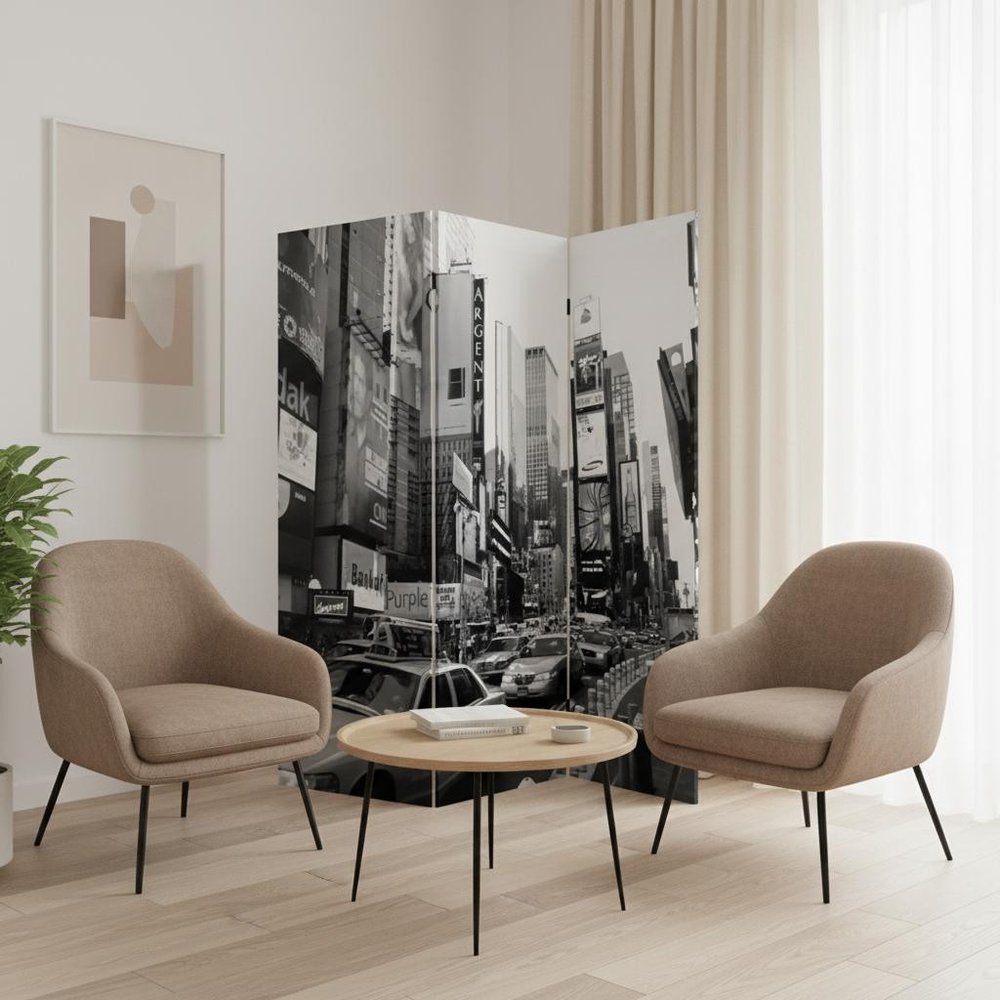 48 X 72 Multi Color Wood Canvas New York City Screen