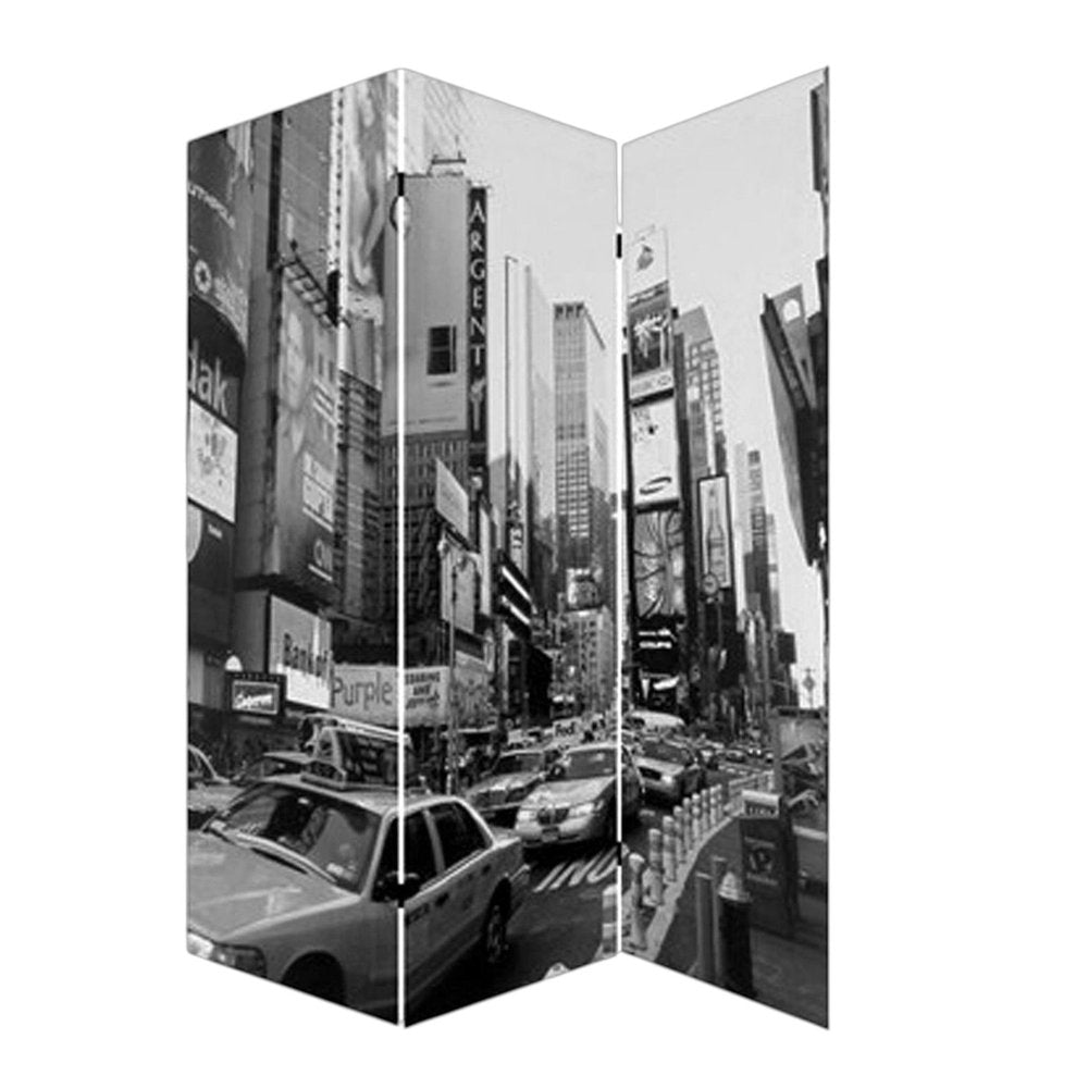 48 X 72 Multi Color Wood Canvas New York City Screen