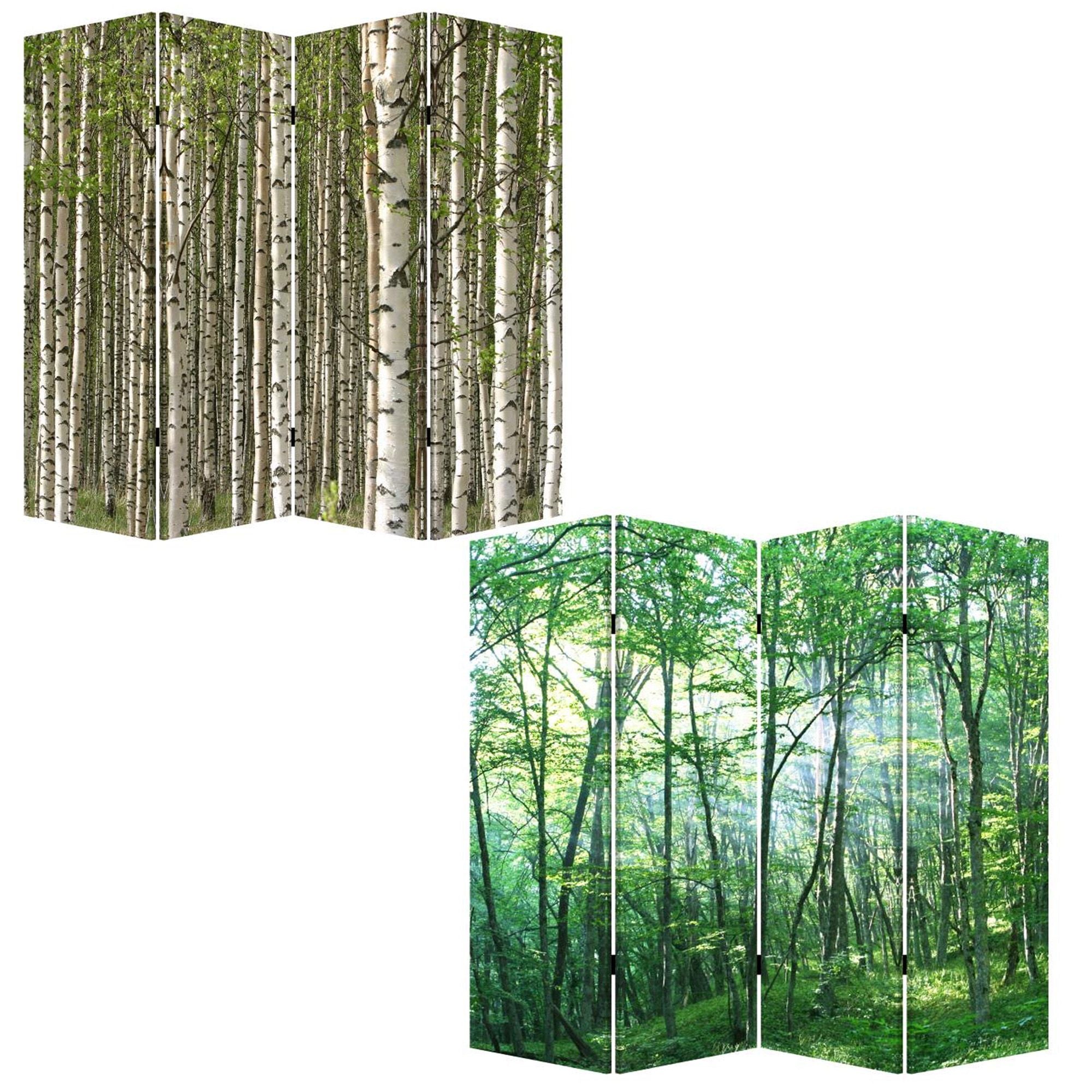 84" X 84" Multi Color Wood Canvas Prolific Forrest Screen