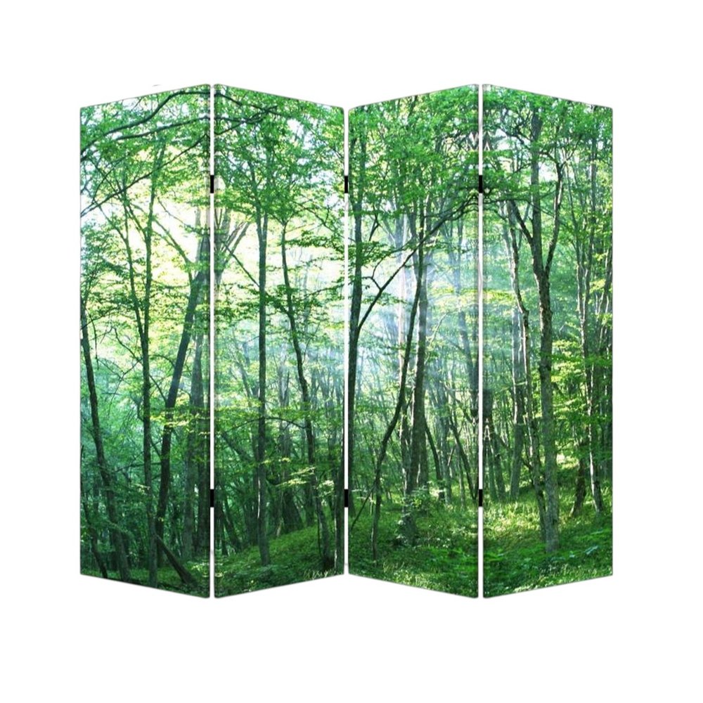 84" X 84" Multi Color Wood Canvas Prolific Forrest Screen
