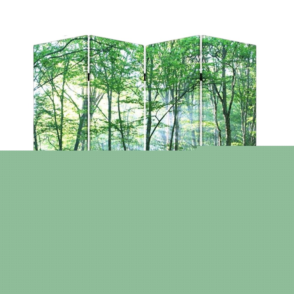 84" Green Canvas Folding Four Panel Screen Room Divider