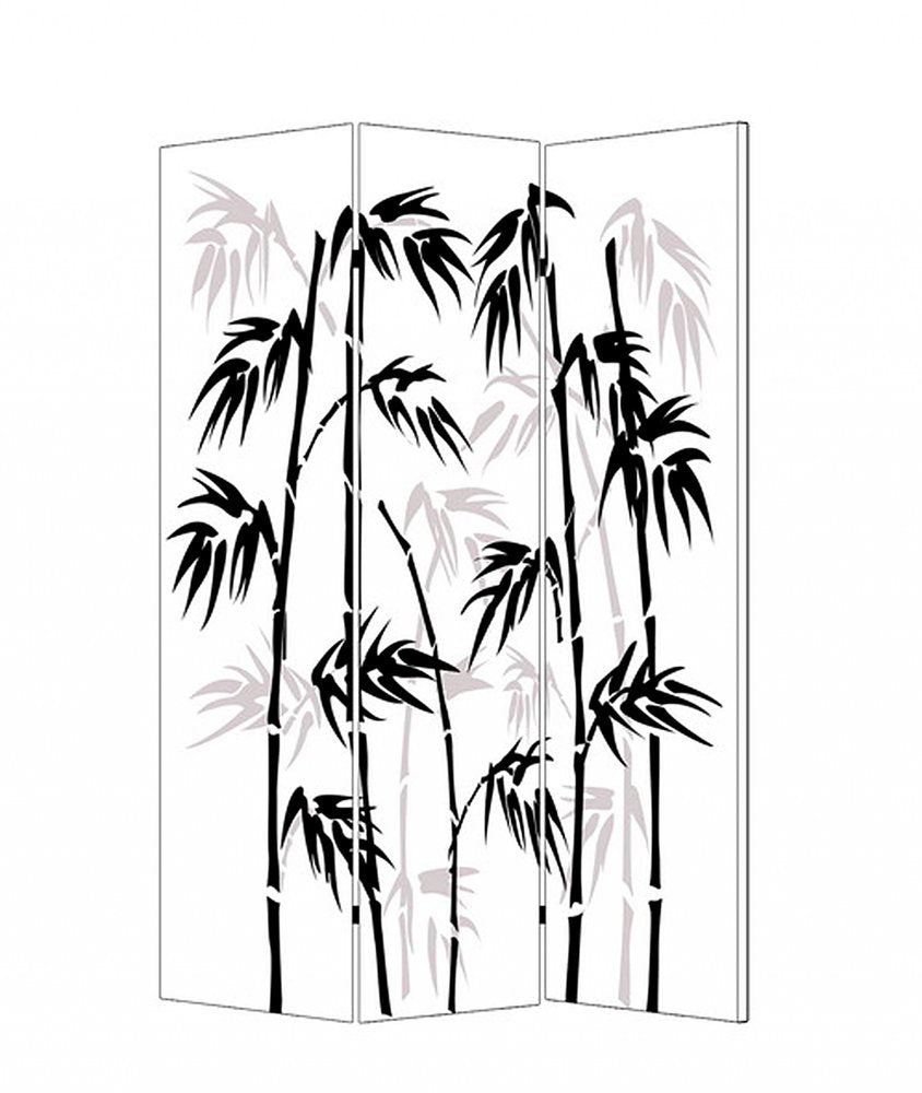 48 X 72 Multi Color Wood Canvas Bamboo Leaf Screen