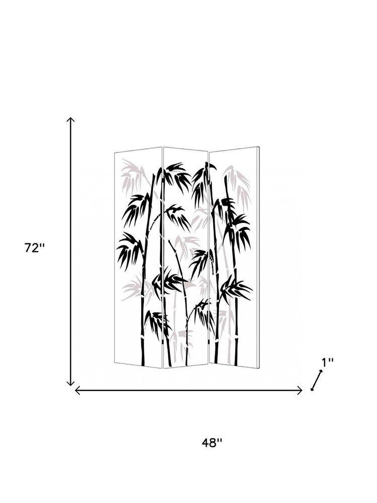 48 X 72 Multi Color Wood Canvas Bamboo Leaf Screen