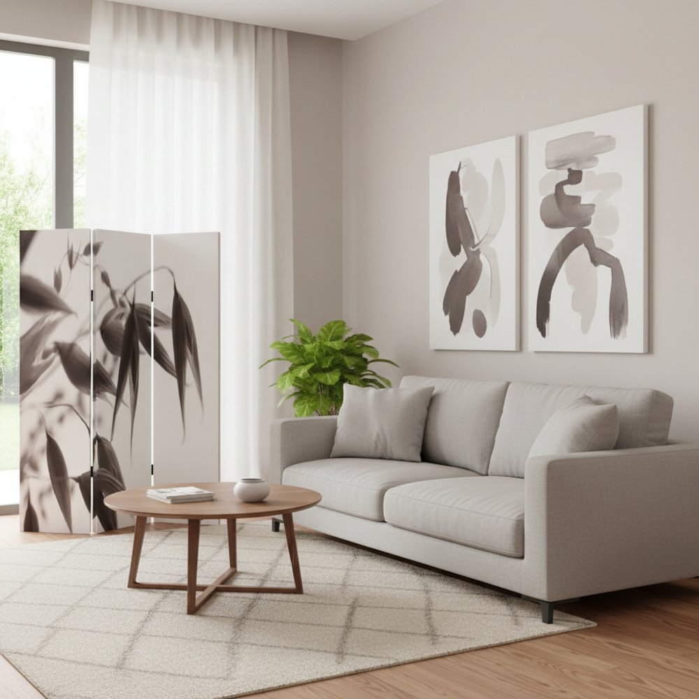 48" X 72" Multi Color Wood Canvas Screen