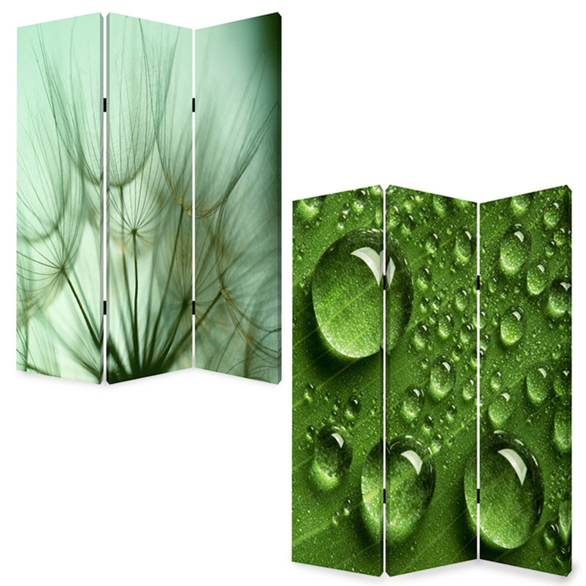 72" Green Canvas Folding Three Panel Screen Room Divider