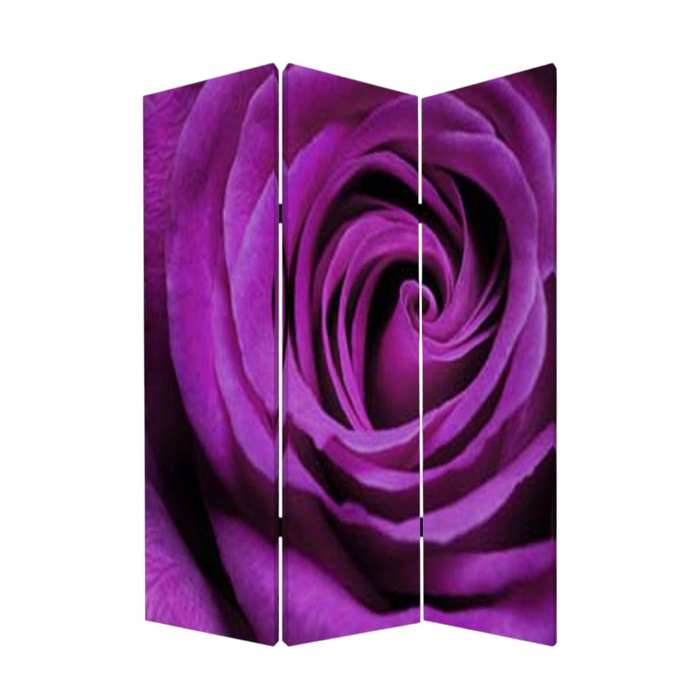 72" Pink Canvas Folding Three Panel Screen Room Divider