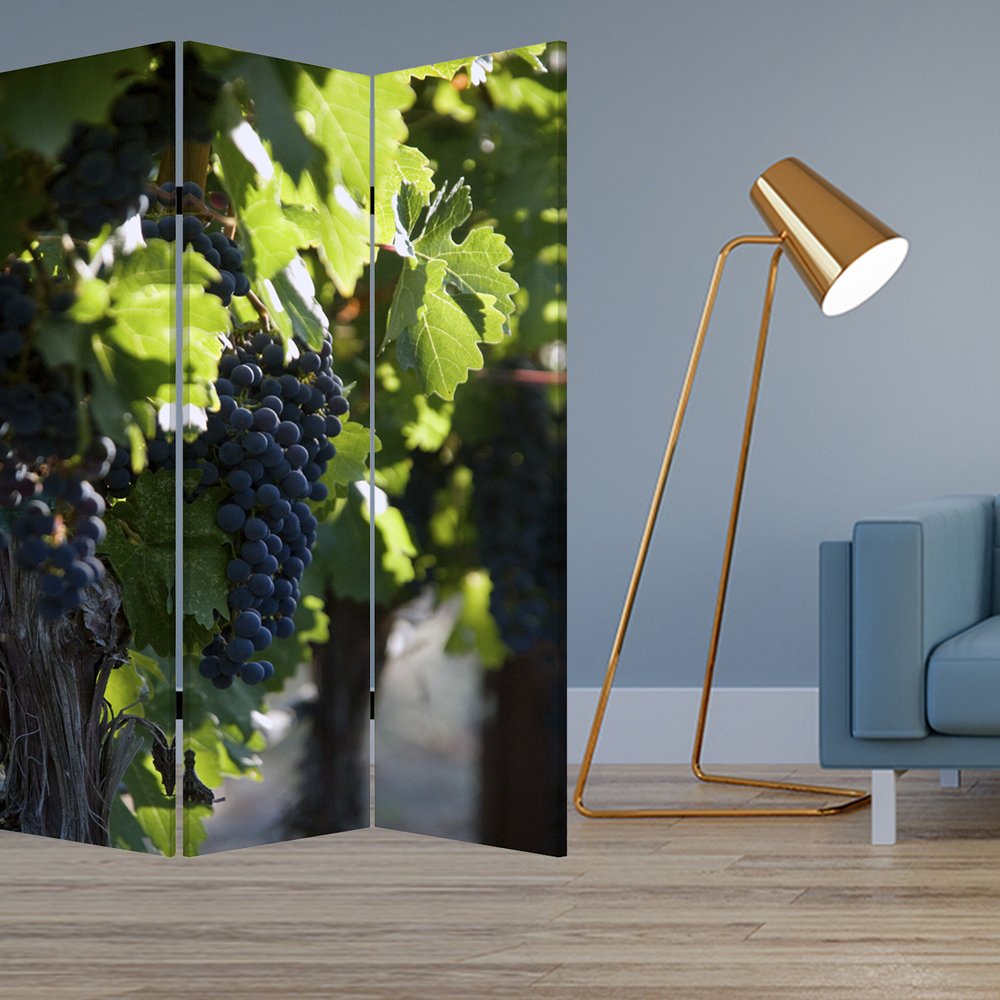 48" X 72" Multi Color Wood Canvas Wine Country Screen