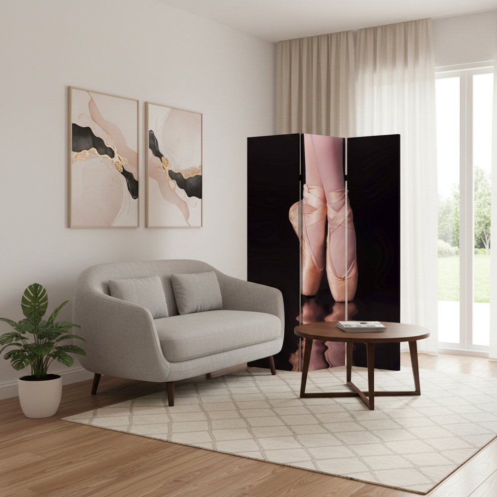 48" X 72" Multi Color Wood Canvas Ballet Screen