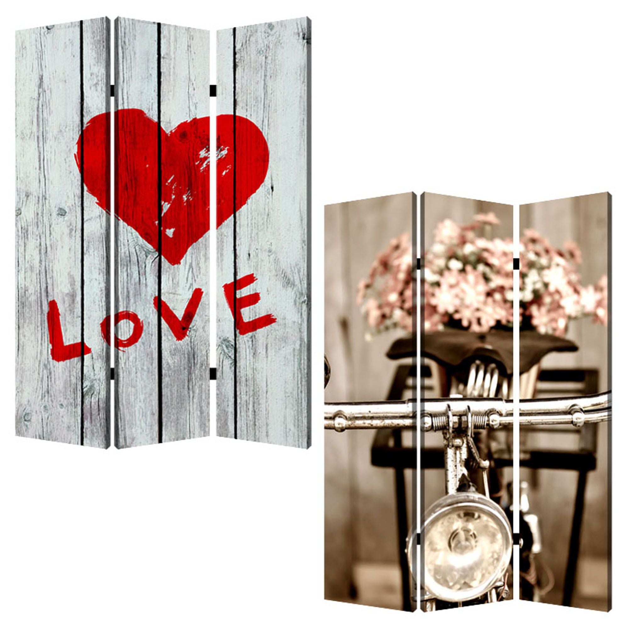 48" X 72" Multi Color Wood Canvas Valentine Screen