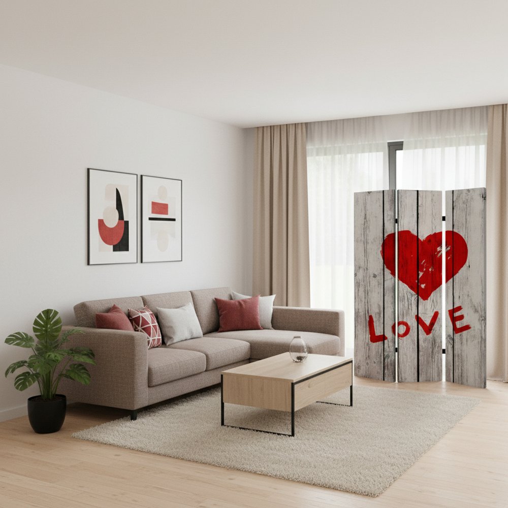 48" X 72" Multi Color Wood Canvas Valentine Screen