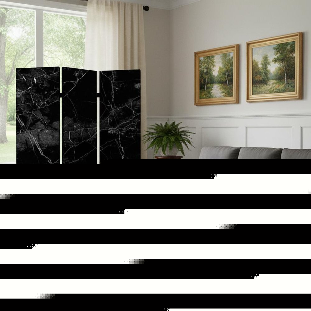 72" Gray Canvas Folding Three Panel Screen Room Divider
