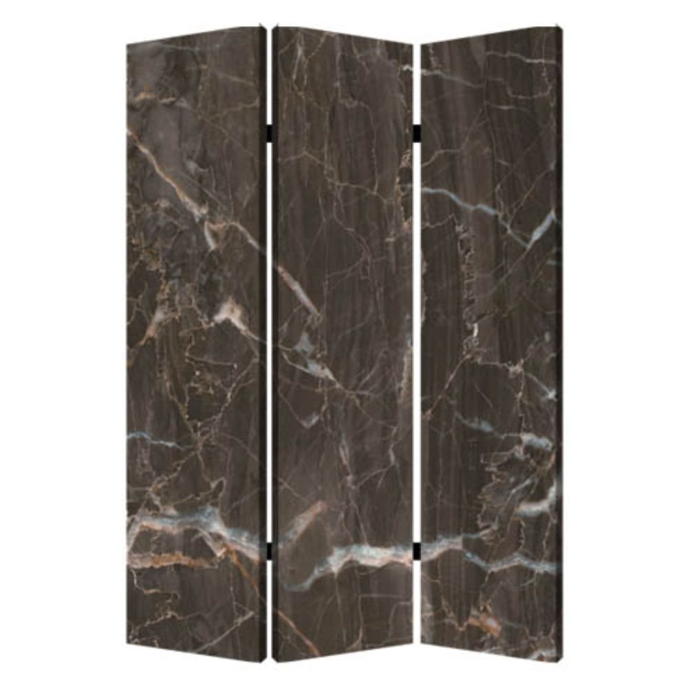 72" Gray Canvas Folding Three Panel Screen Room Divider