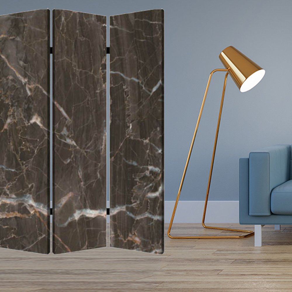 48" X 72" Multi Color Wood Canvas Black Marble Screen