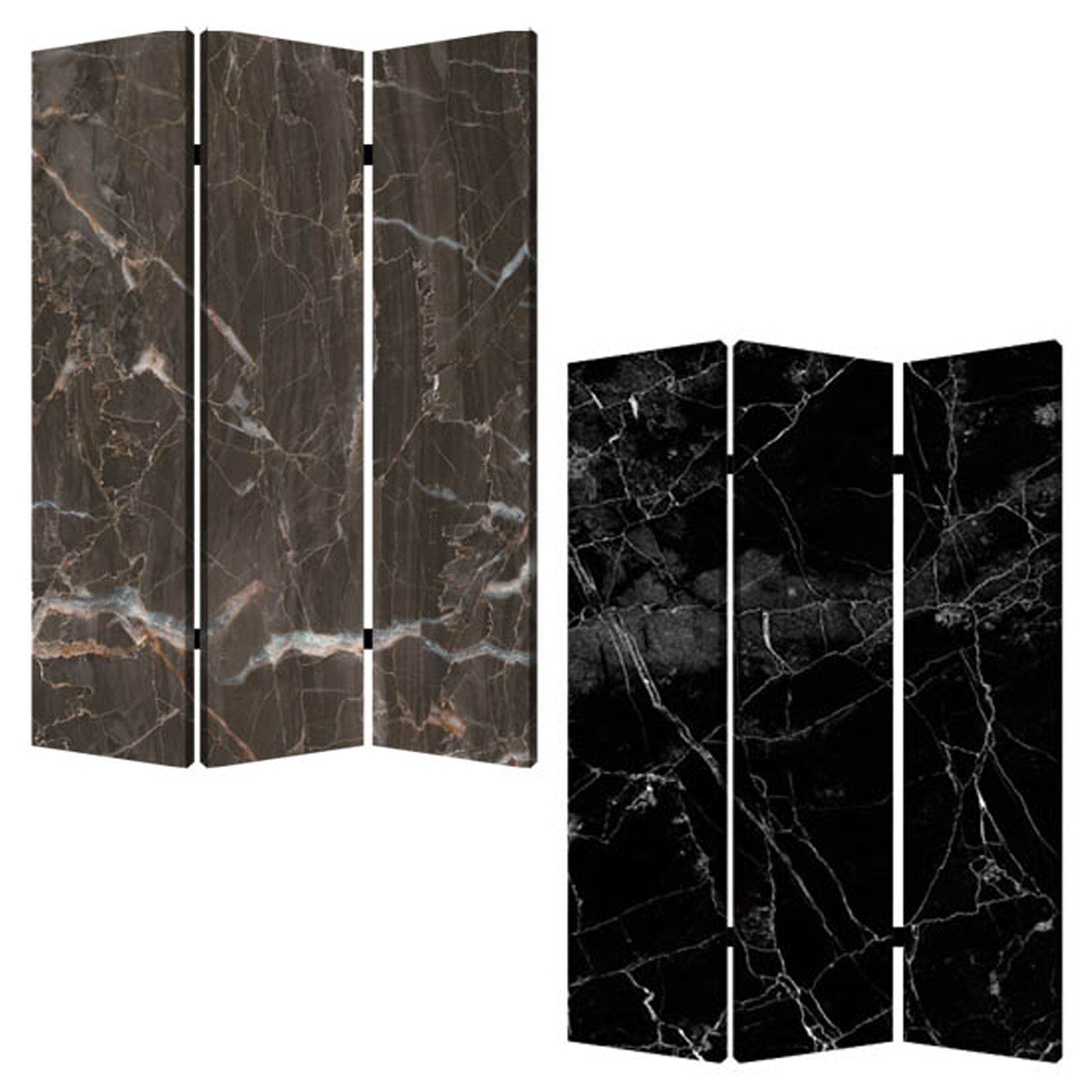 72" Gray Canvas Folding Three Panel Screen Room Divider