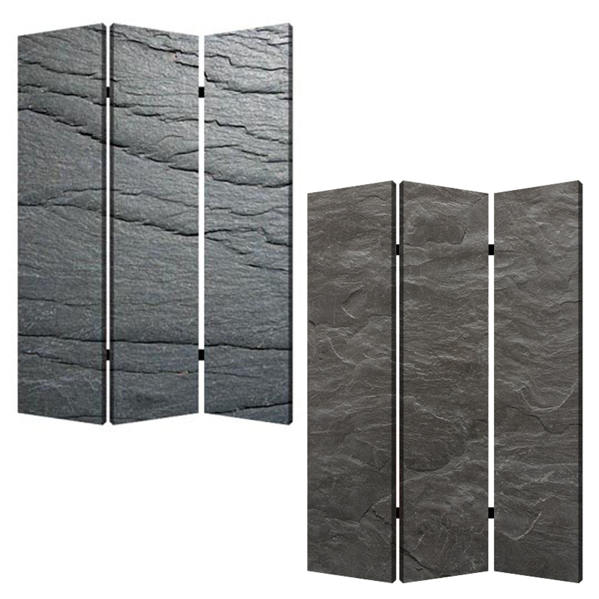 72" Gray Canvas Folding Three Panel Screen Room Divider