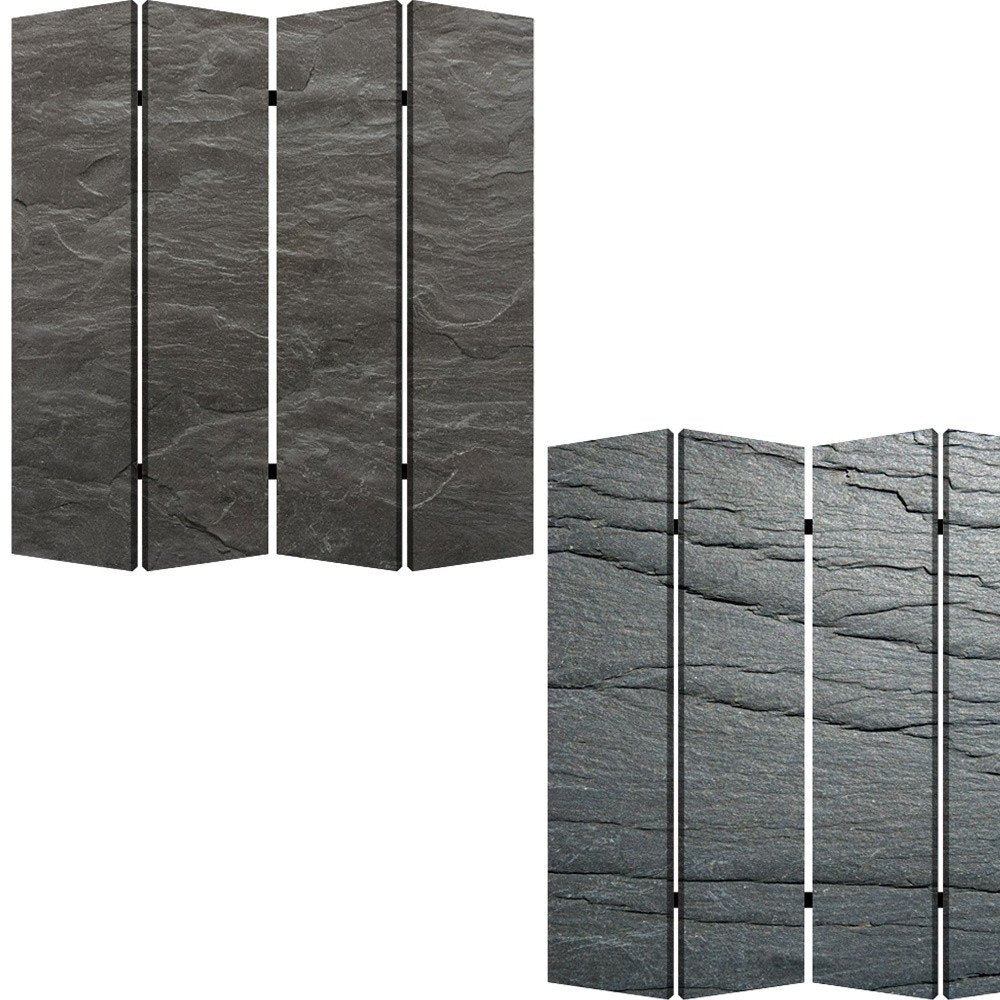 84" X 84" Multi Color Wood Canvas Black Slate Screen