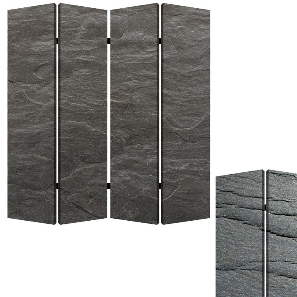 84" X 84" Multi Color Wood Canvas Black Slate Screen