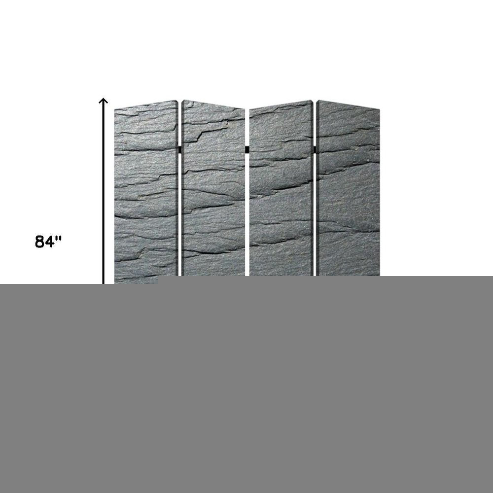 84" Gray Canvas Folding Four Panel Screen Room Divider