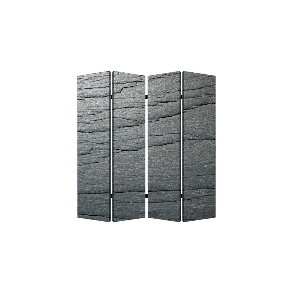 84" X 84" Multi Color Wood Canvas Black Slate Screen