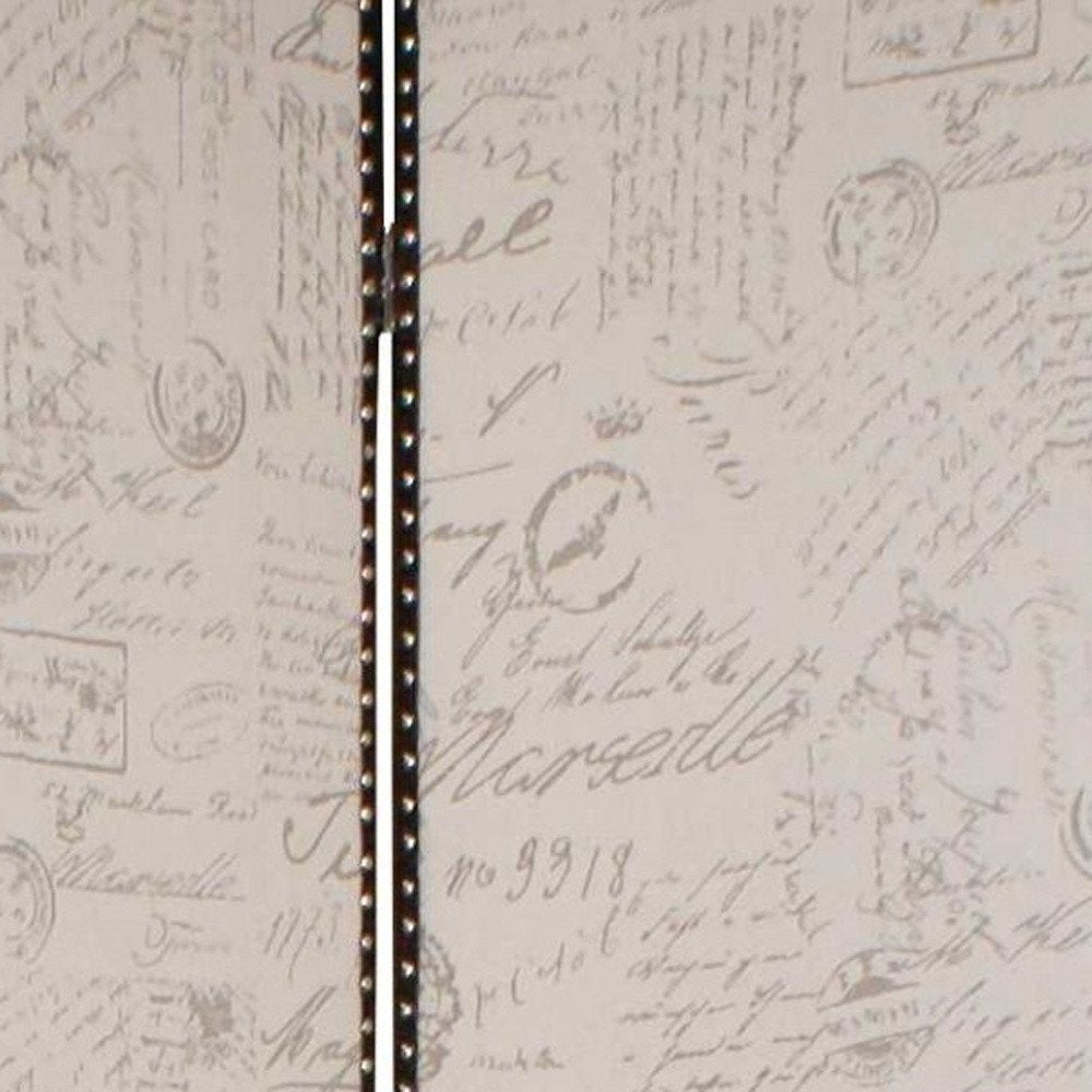 80 X 84 Beige Wood & Fabric Screen