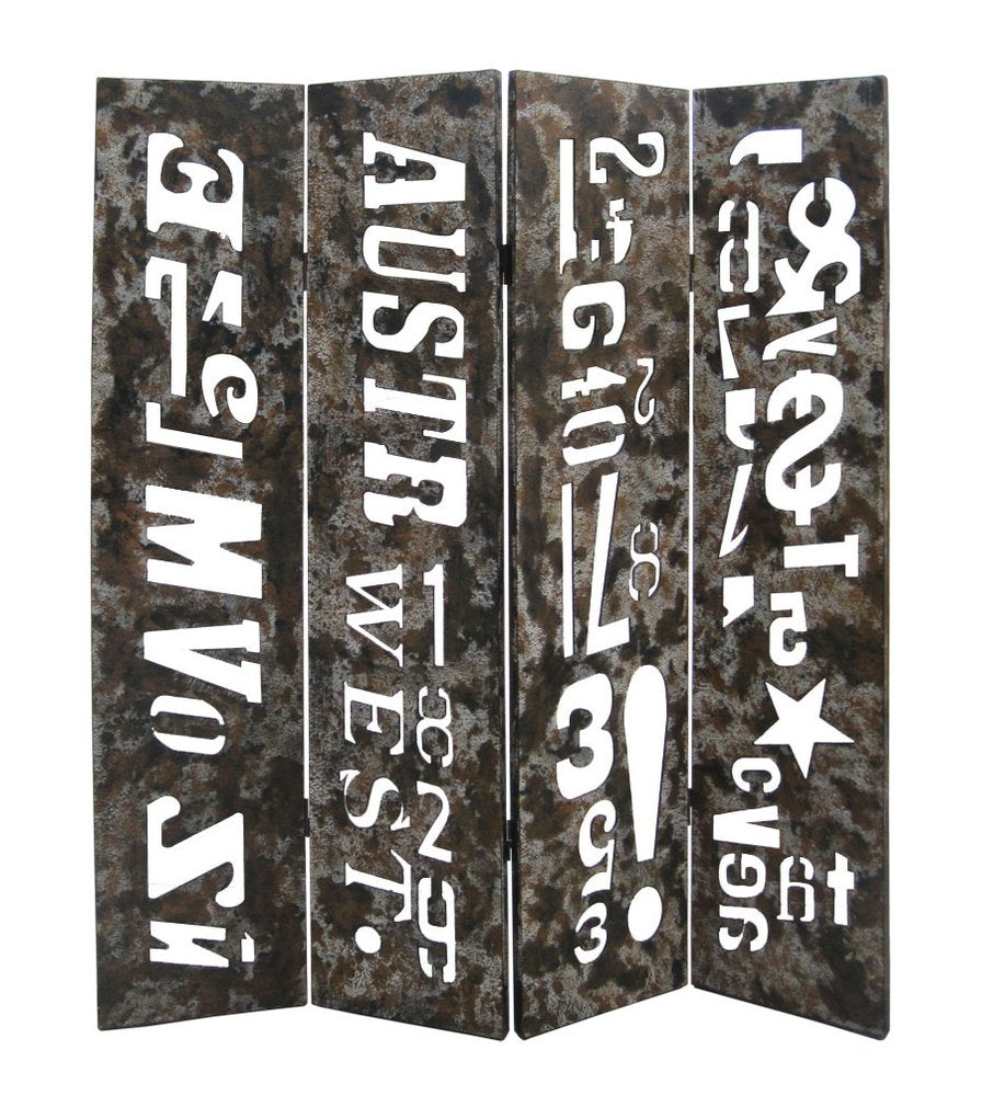 60" X 71" Brown Distressed Wooden Screen