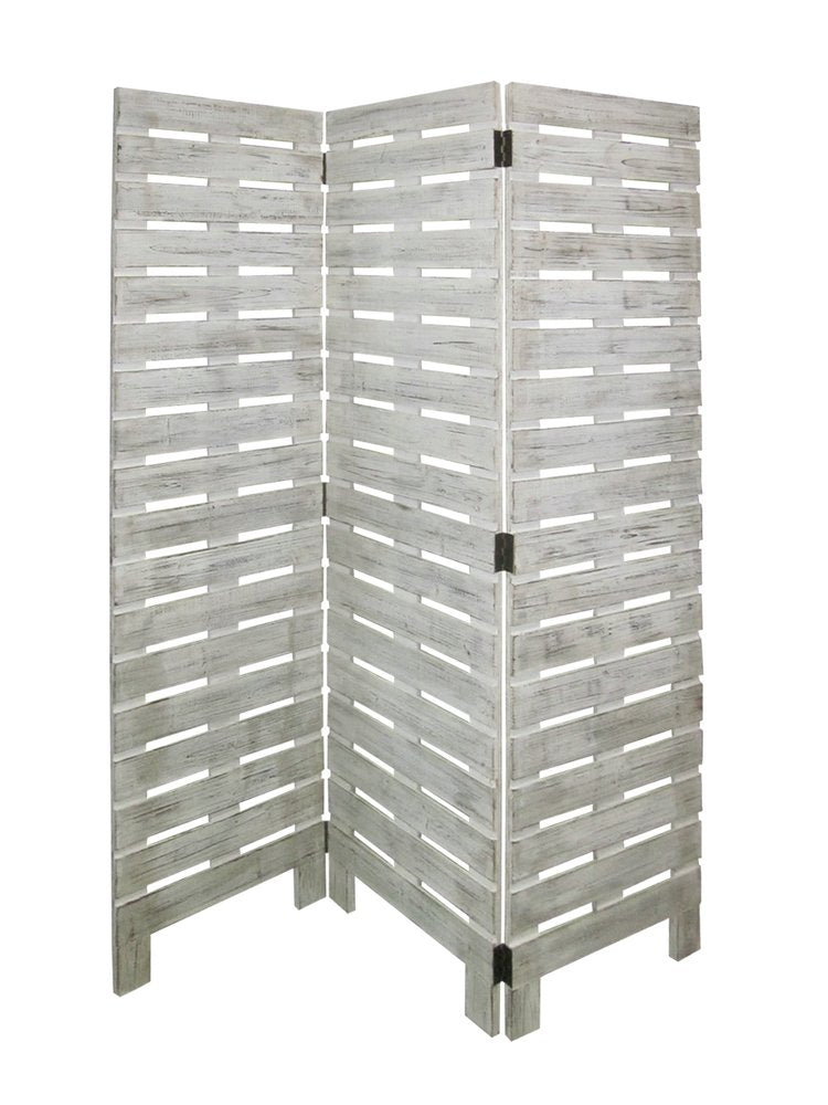 72" White Solid Wood Panel Screen Room Divider