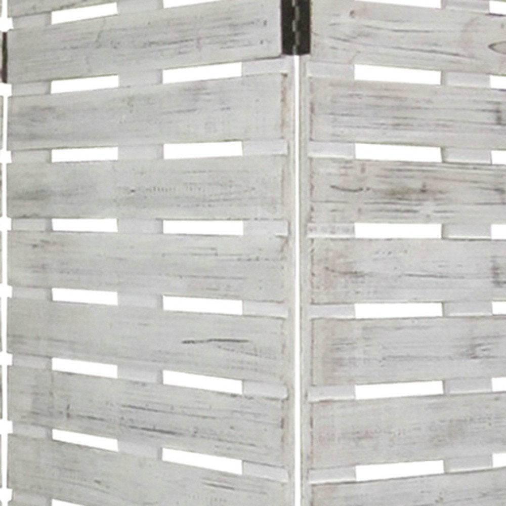 72" White Solid Wood Panel Screen Room Divider