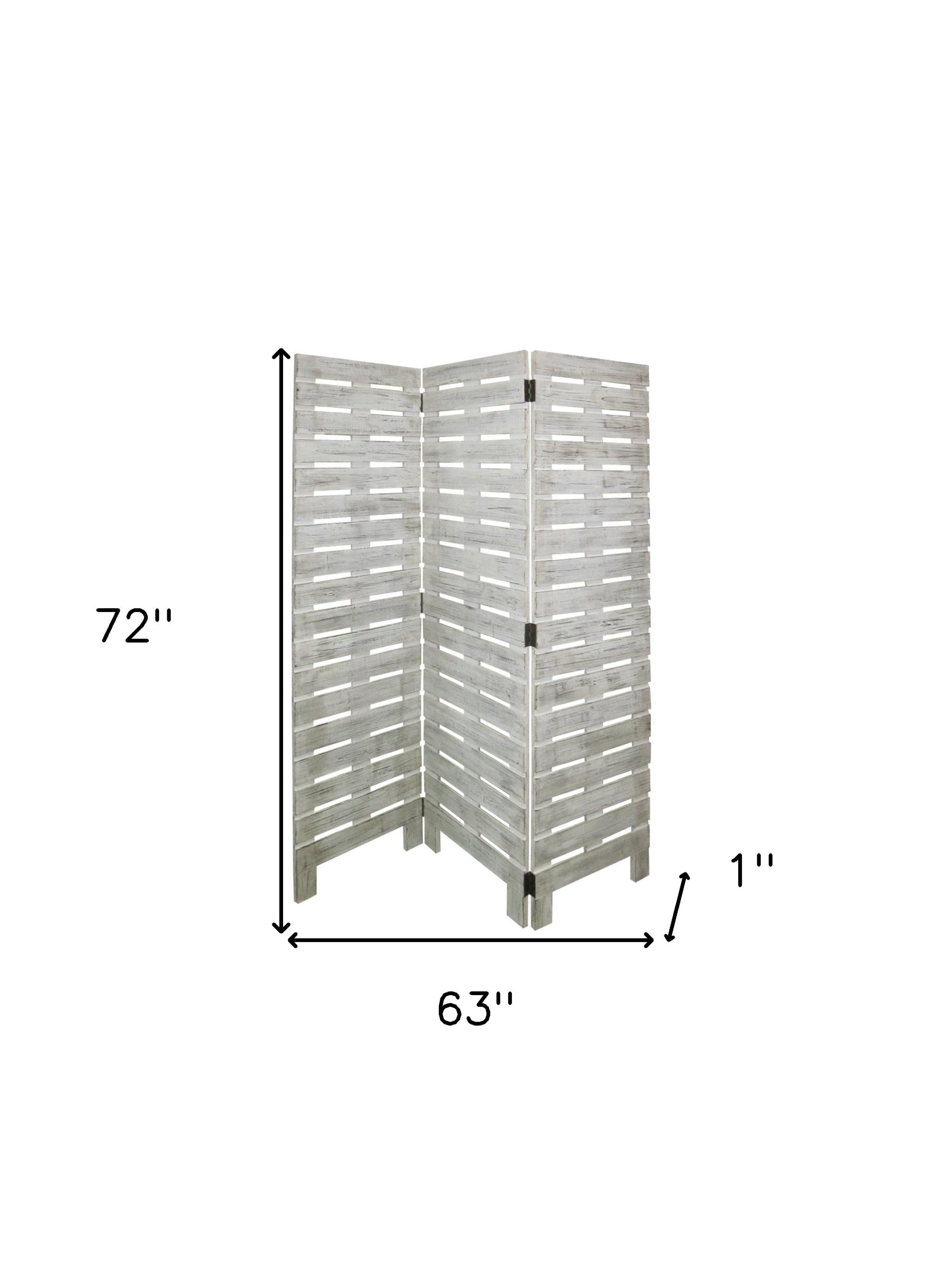 72" White Solid Wood Panel Screen Room Divider