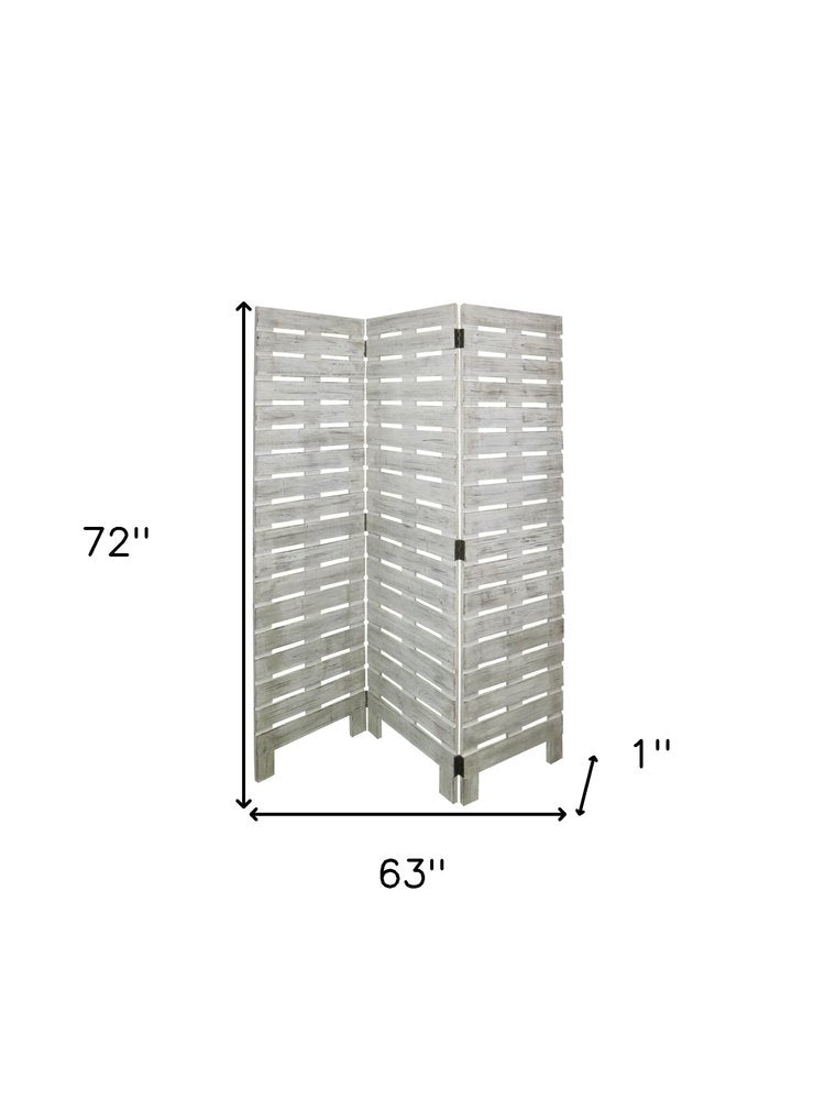 72" White Solid Wood Panel Screen Room Divider
