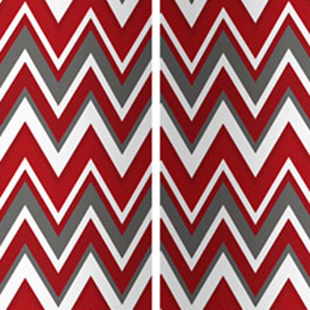 84" Red And Gray Canvas Folding Four Panel Screen Room Divider