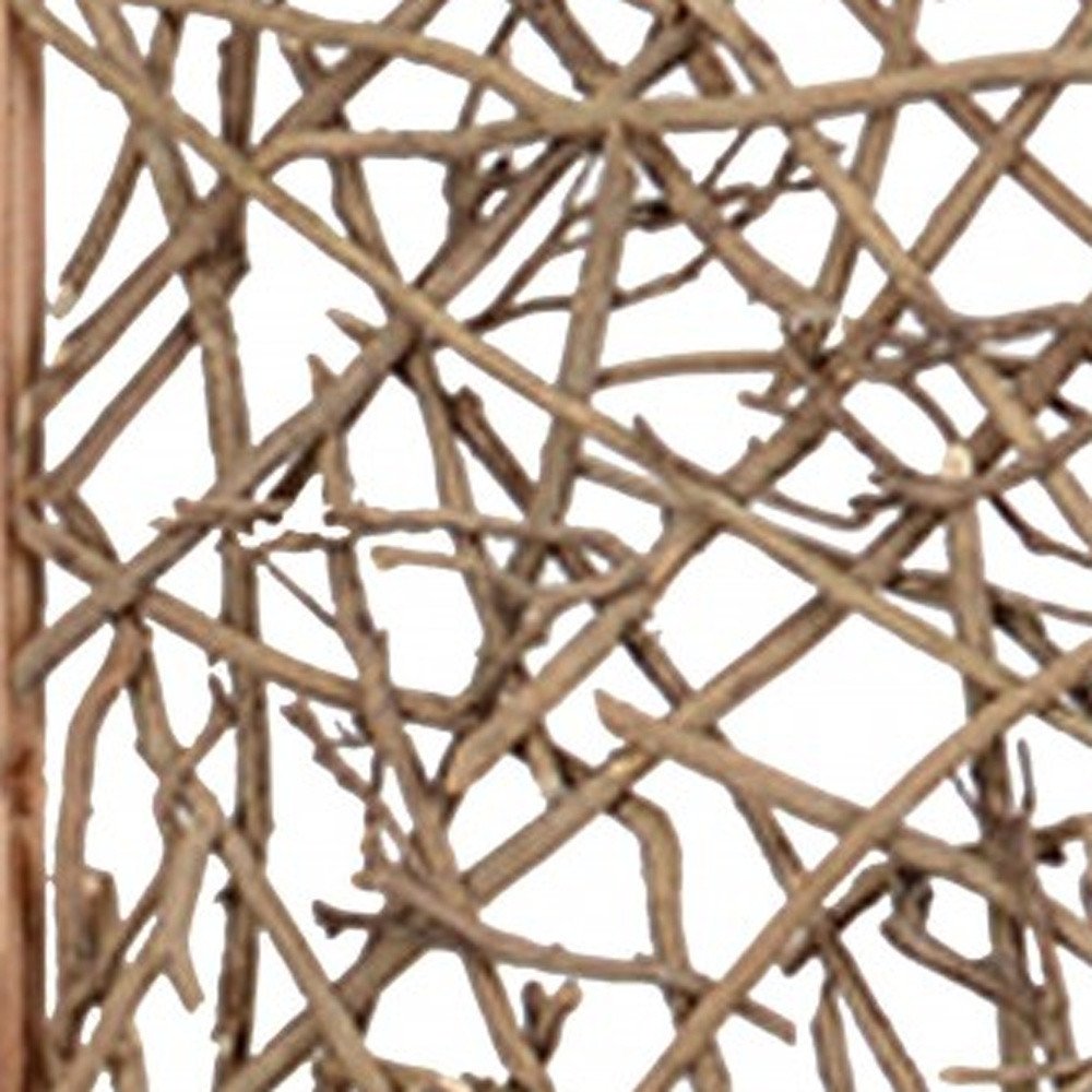 60 X 69 Brown 3 Panel Wood Foldable Screen