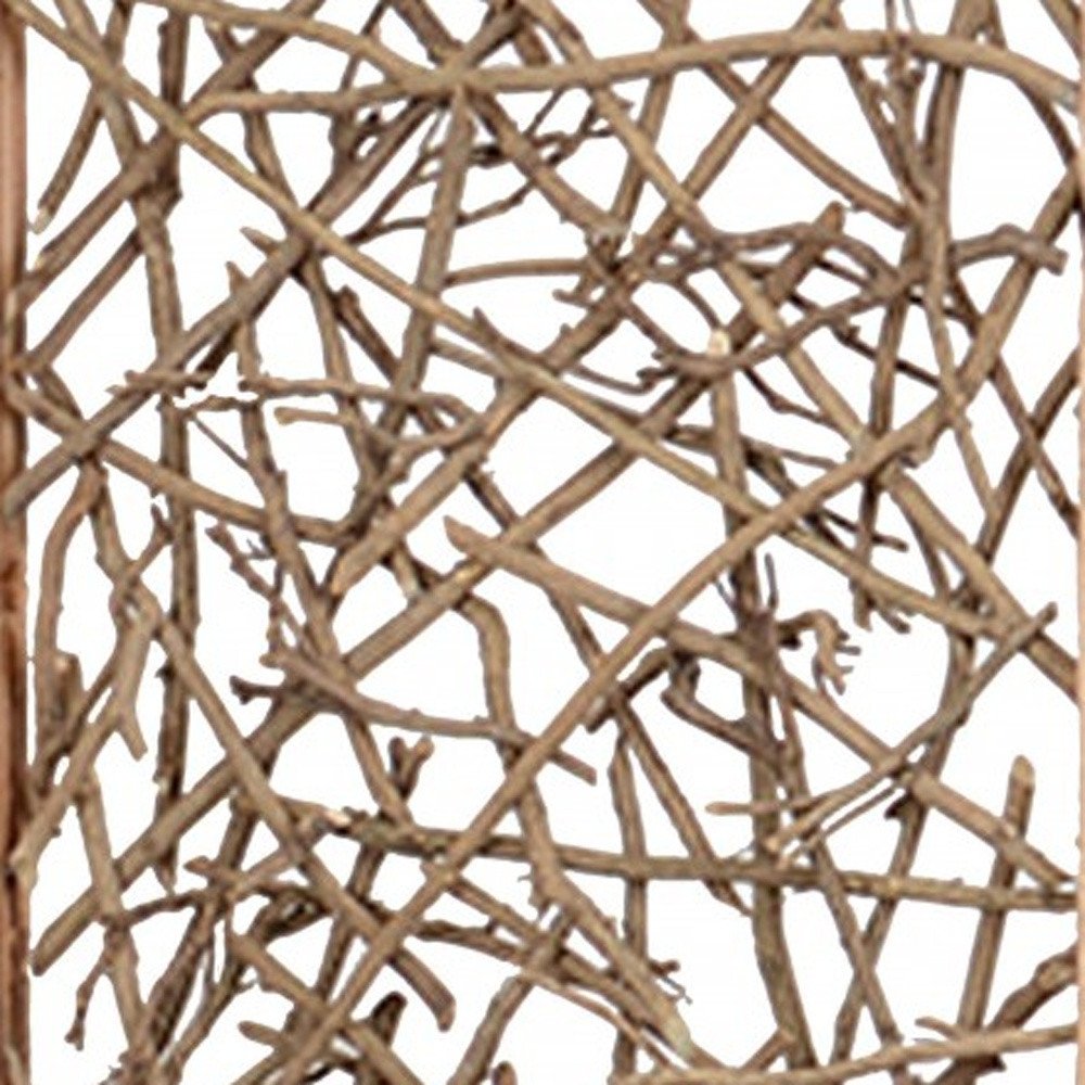 60 X 69 Brown 3 Panel Wood Foldable Screen