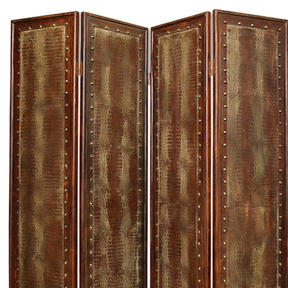 76" X 84" Brown Faux Leather Reptillian Screen