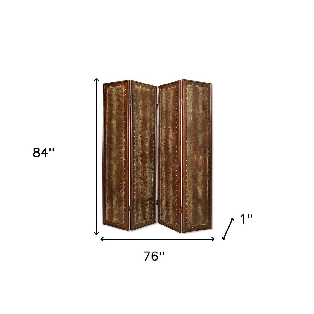 76" X 84" Brown Faux Leather Reptillian Screen