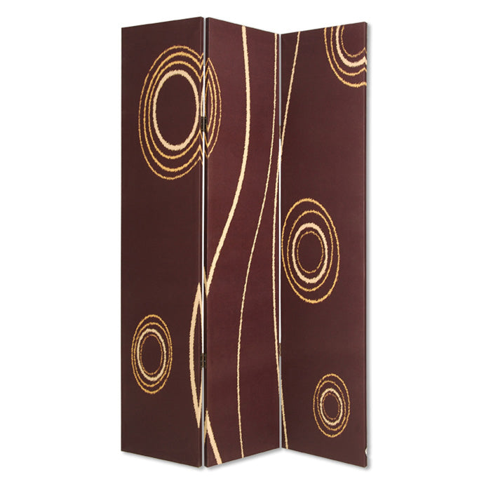 72" Brown Canvas Folding Three Panel Screen Room Divider