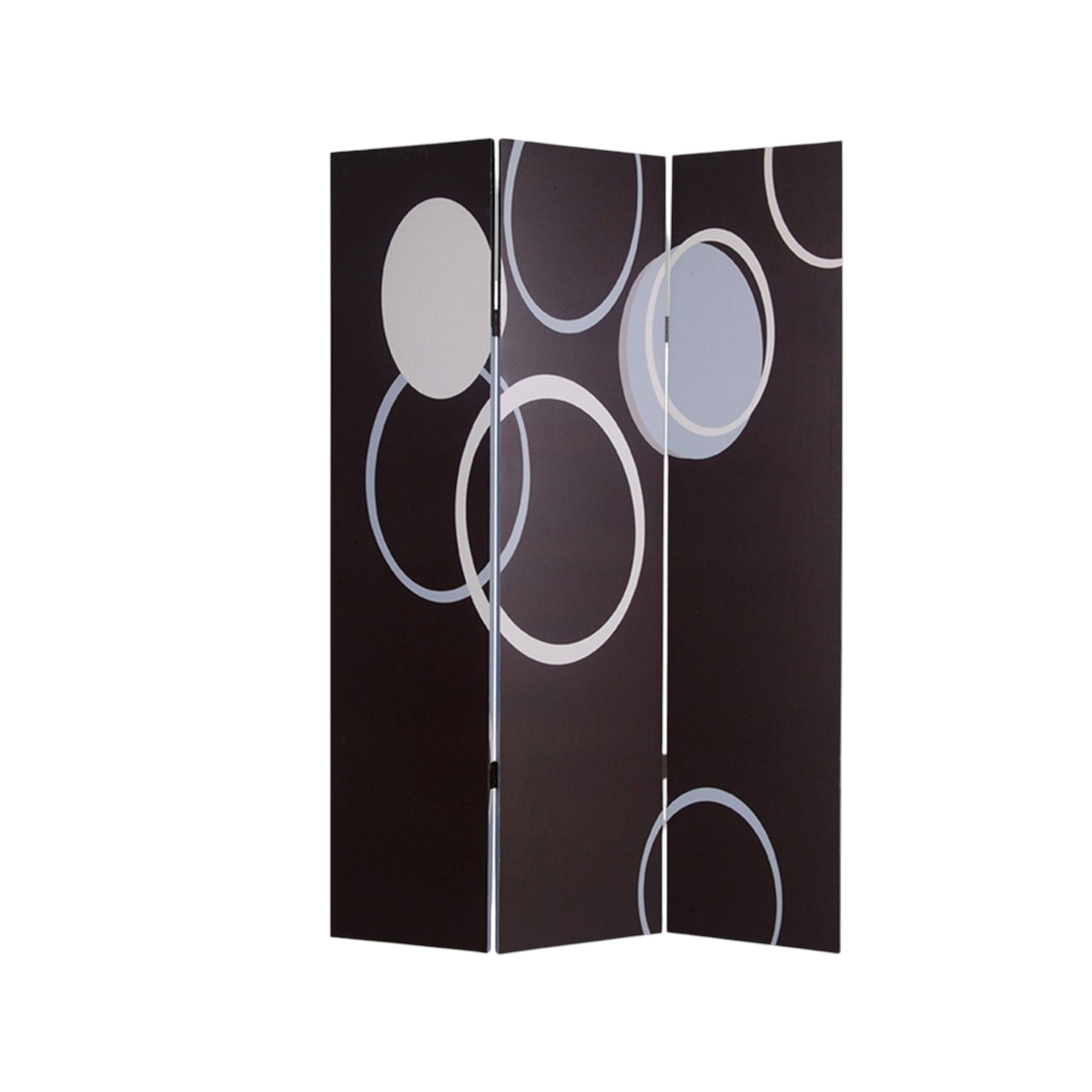 72" Black And White Canvas Folding Three Panel Screen Room Divider