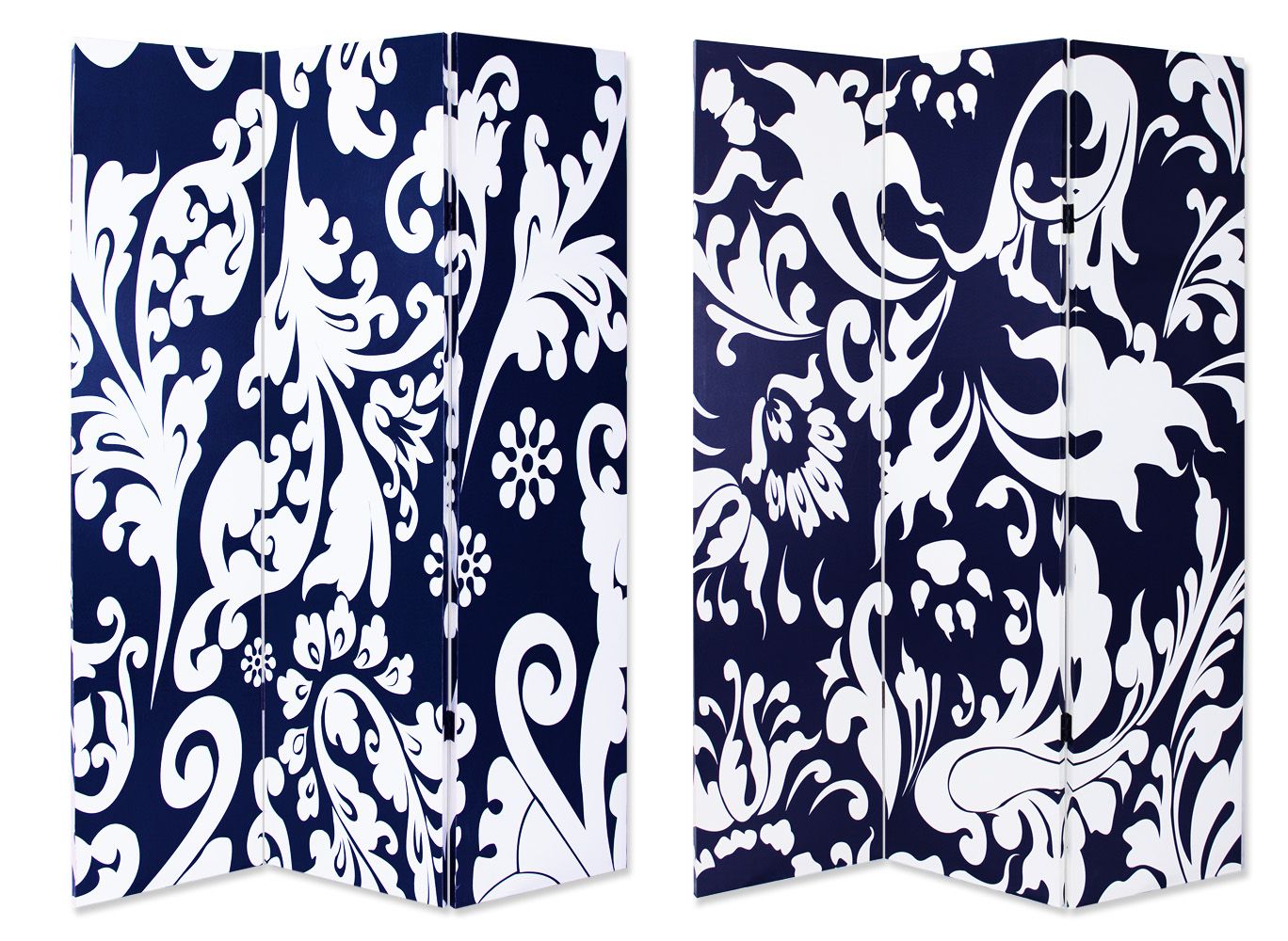 48" X 72" Multi Color Wood Canvas 3 Panel Screen