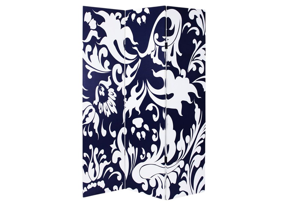 48" X 72" Multi Color Wood Canvas 3 Panel Screen